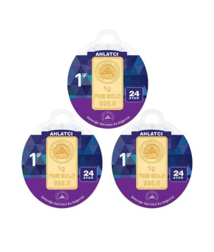 Ahlatçı 3 Adet 1 Gram 24 Ayar Külçe Altın