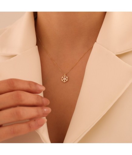 Kar Tanesi 14 Ayar Altın Kolye