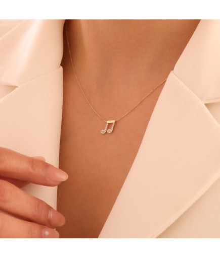 Nota Figürlü 14 Ayar Altın Kolye