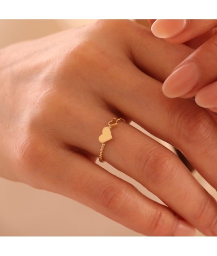 Çift Kalp Minimal 14 Ayar Altın Yüzük