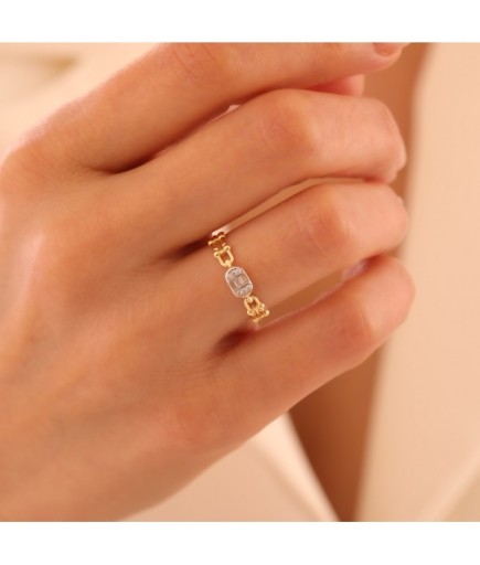 Baget Taşlı 14 Ayar Altın Yüzük